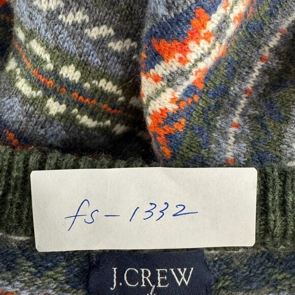 J. Crew Lambswool Blend Fair Isle Crewneck Sweater Mens Large FS-1332 - Picture 2 of 7